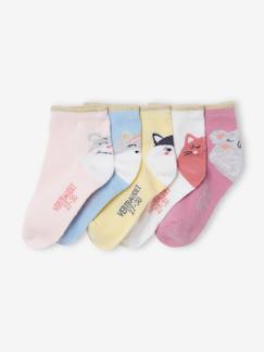 Fille-Sous-vêtement-Chaussettes-Lot de 5 paires de mi-chaussettes animaux Oeko-Tex®