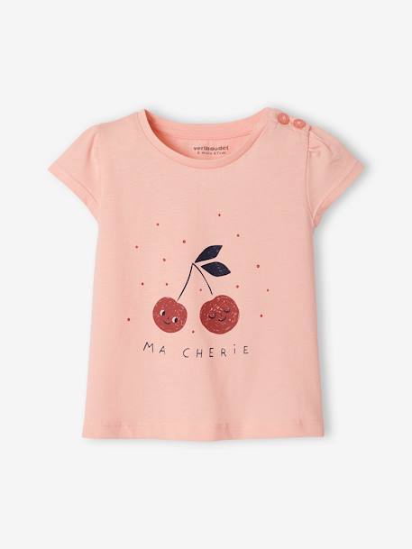 Lot de 2 T-shirts bébé fille manches courtes lot blanc+lot bois de rose+lot rose pâle 17 - vertbaudet enfant 