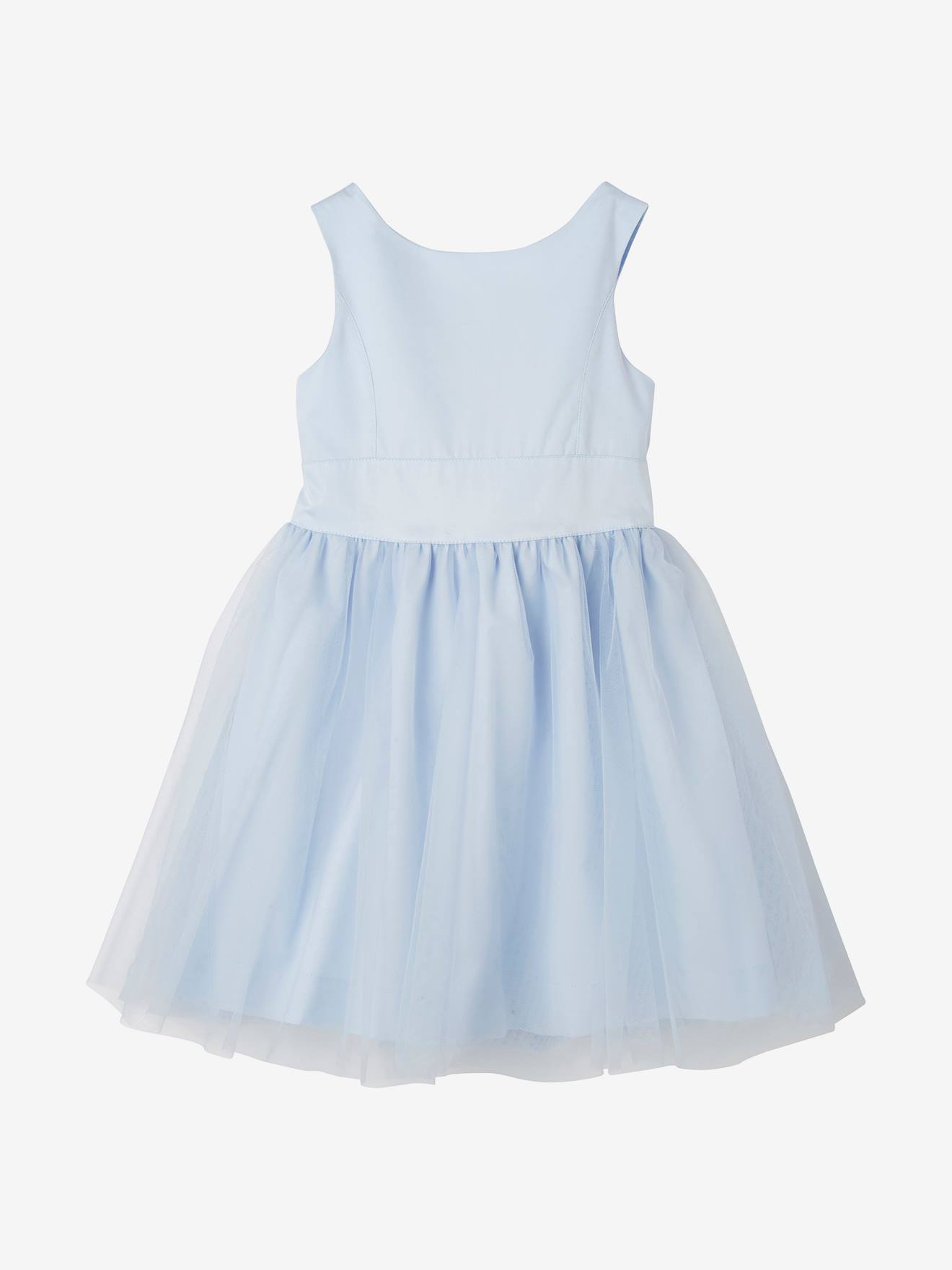 Robe cérémonie fille satin et tulle bleu ciel