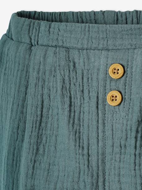 Pantalon bébé mixte coupe sarouel en gaze de coton blanc+Bleu+jaune+rose+tilleul 7 - vertbaudet enfant 
