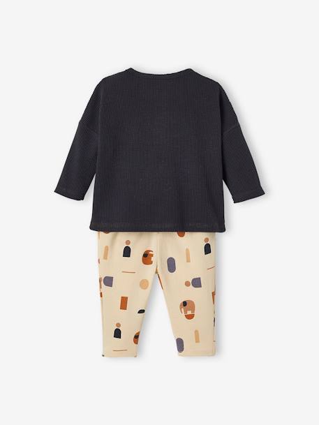 Ensemble bébé T-shirt et pantalon en molleton gris béton+kaki 6 - vertbaudet enfant 