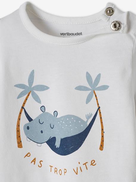 Ensemble T-shirt imprimé + short baggy bébé blanc+kaki 7 - vertbaudet enfant 