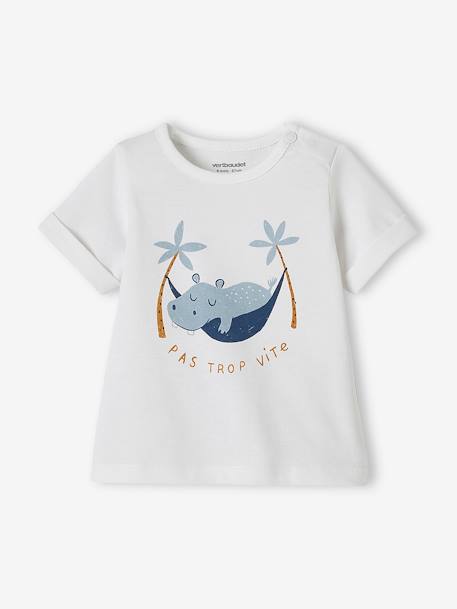 Ensemble T-shirt imprimé + short baggy bébé blanc+kaki 4 - vertbaudet enfant 