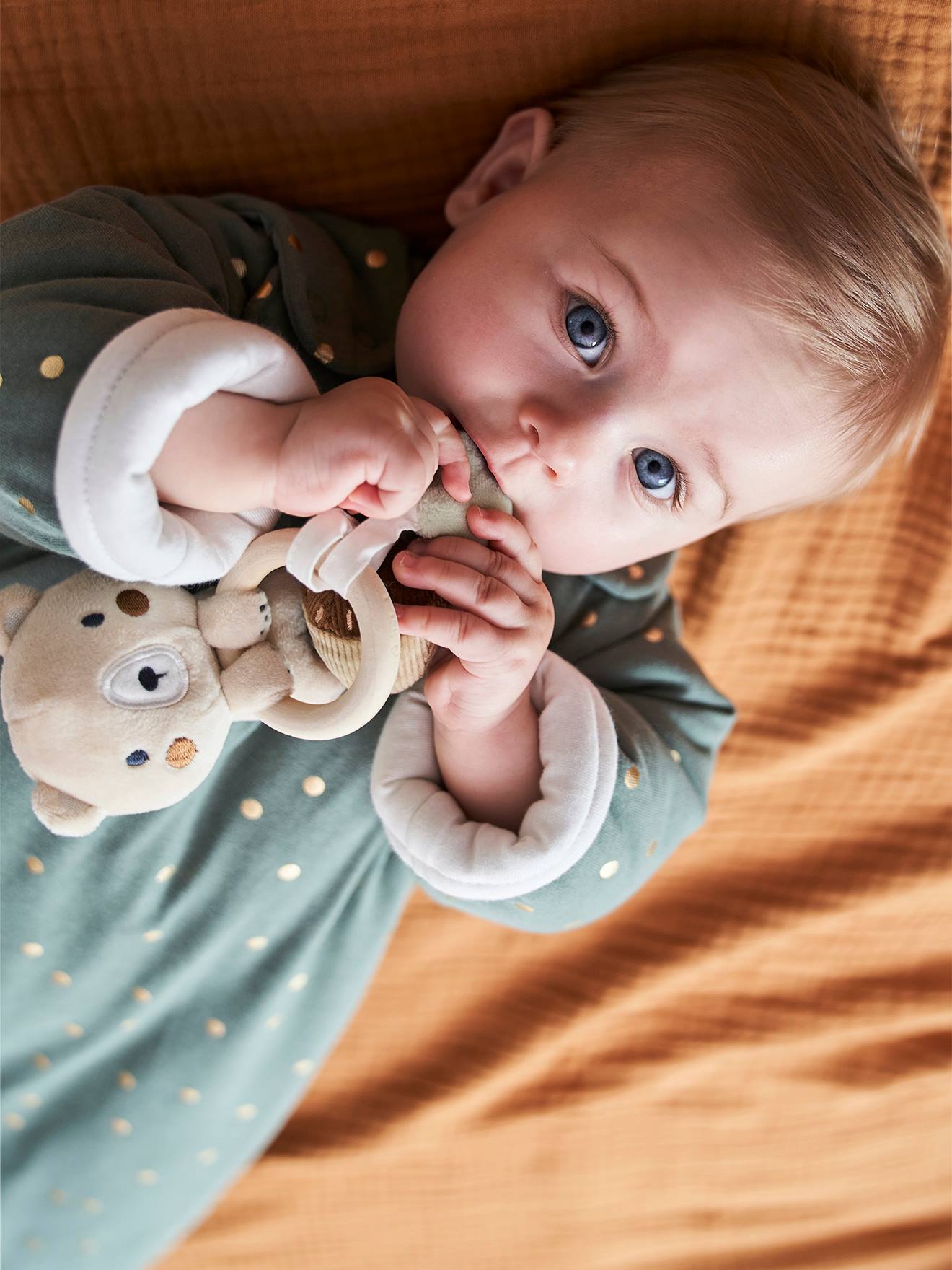 Gigoteuse hiver manches amovibles GREEN FOREST vert / pois dorés