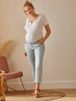 Vêtements de grossesse-Jean de grossesse droit 7/8ème bandeau sans couture