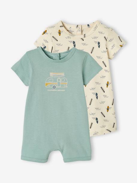 Bébé-Lot de 2 pyjamas combishort bébé garçon ouverture dos