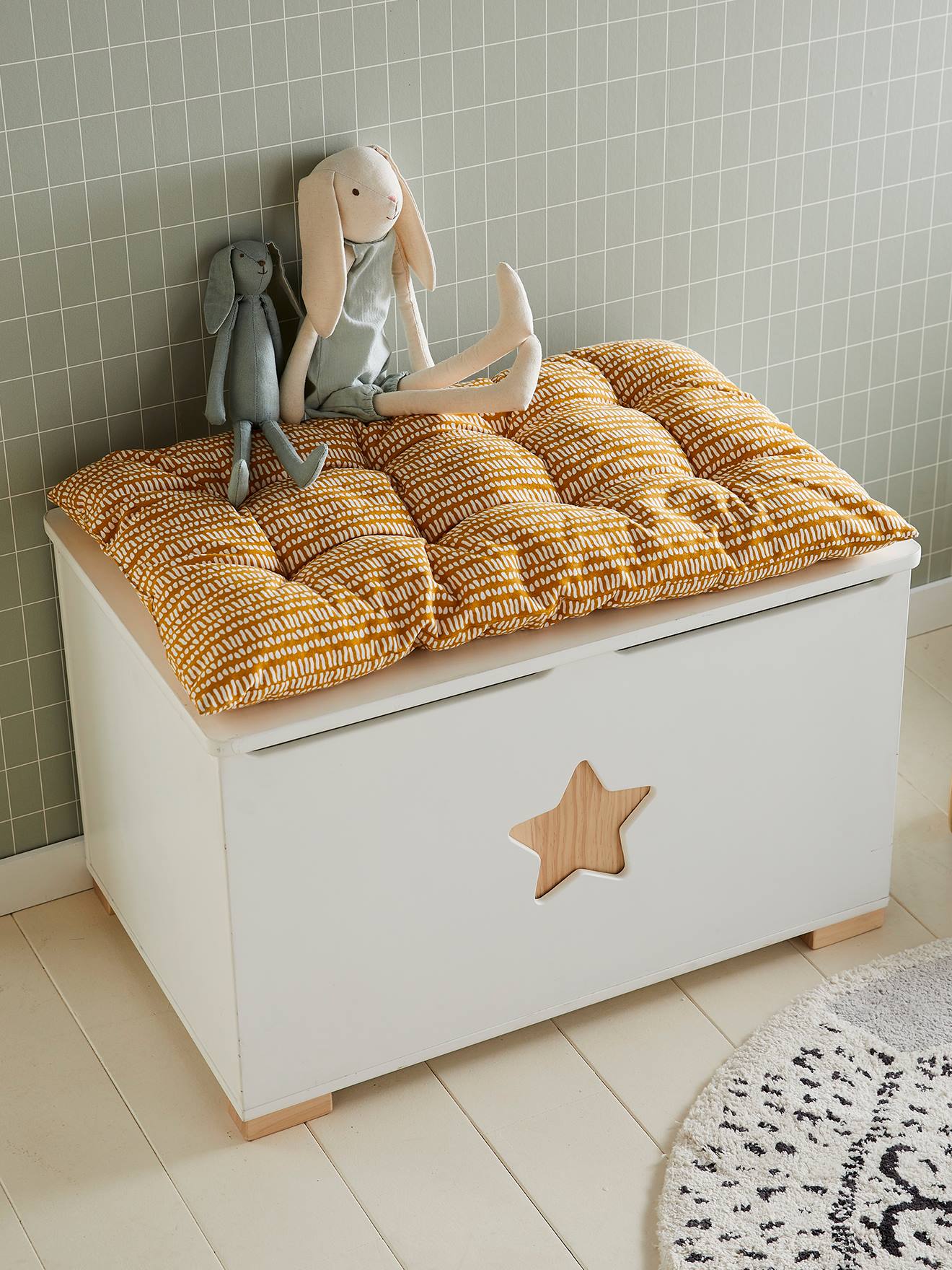 Coussin de banc / coffre moutarde