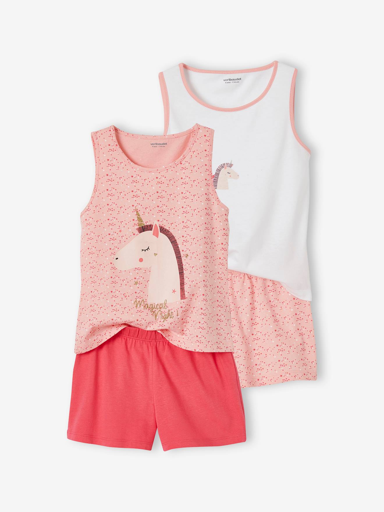 Lot de 2 pyjashorts fille lot rose