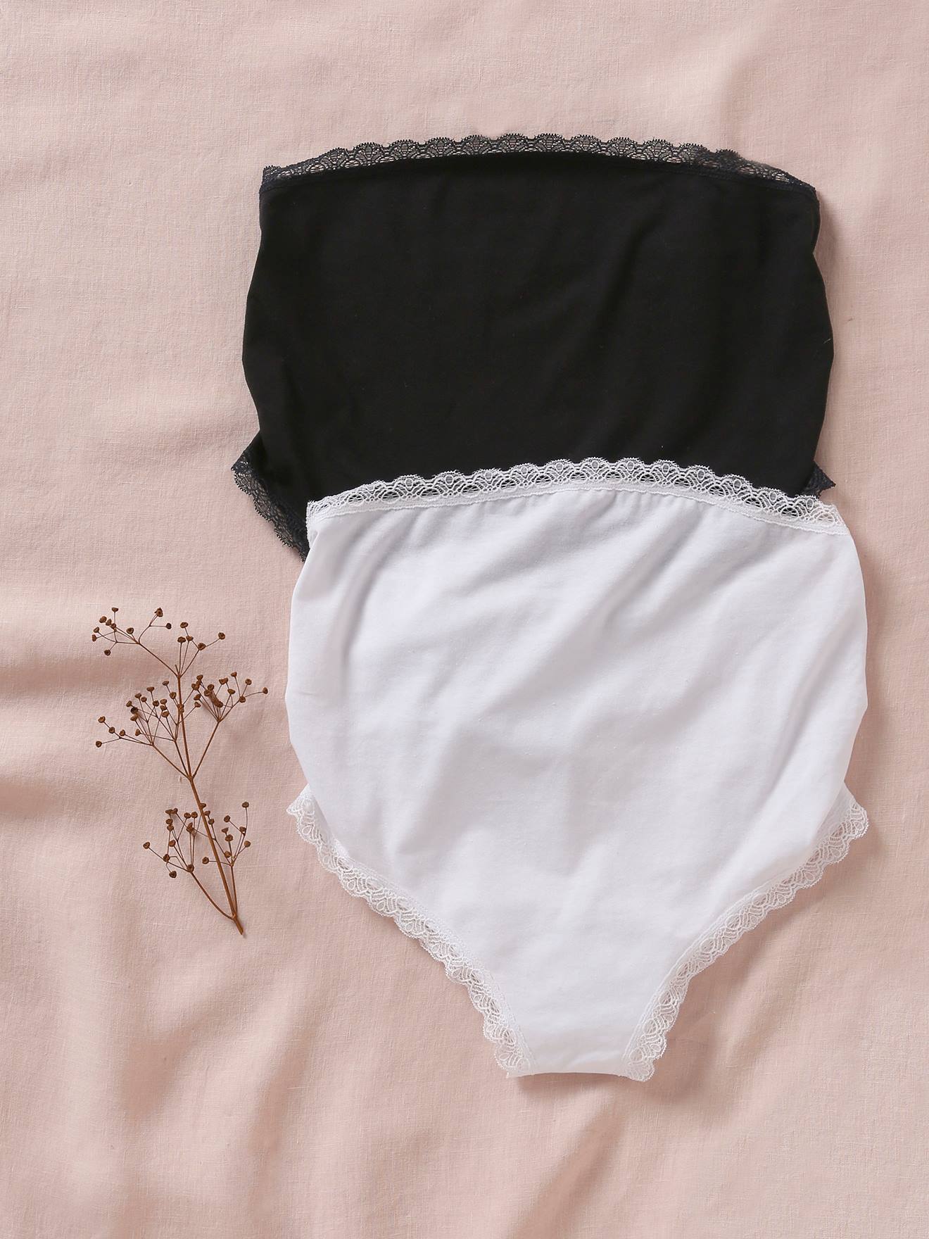 Lot de 2 culottes de grossesse taille haute noir/blanc