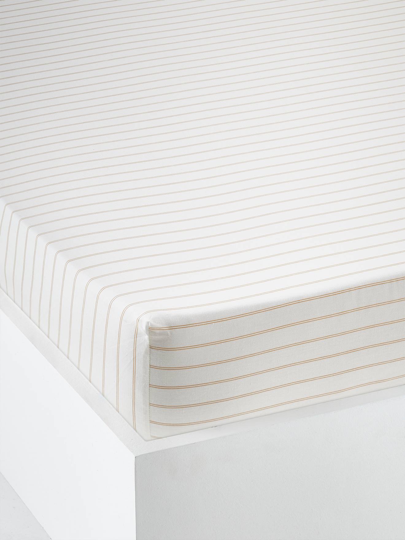 Drap-housse enfant DEEP OCEAN Oeko-Tex® écru rayé caramel