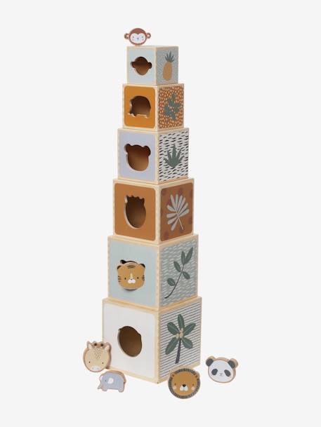 Tour de cubes avec formes à encastrer en bois FSC® Croque la vie+Les amis de la forêt+Tanzanie 15 - vertbaudet enfant 