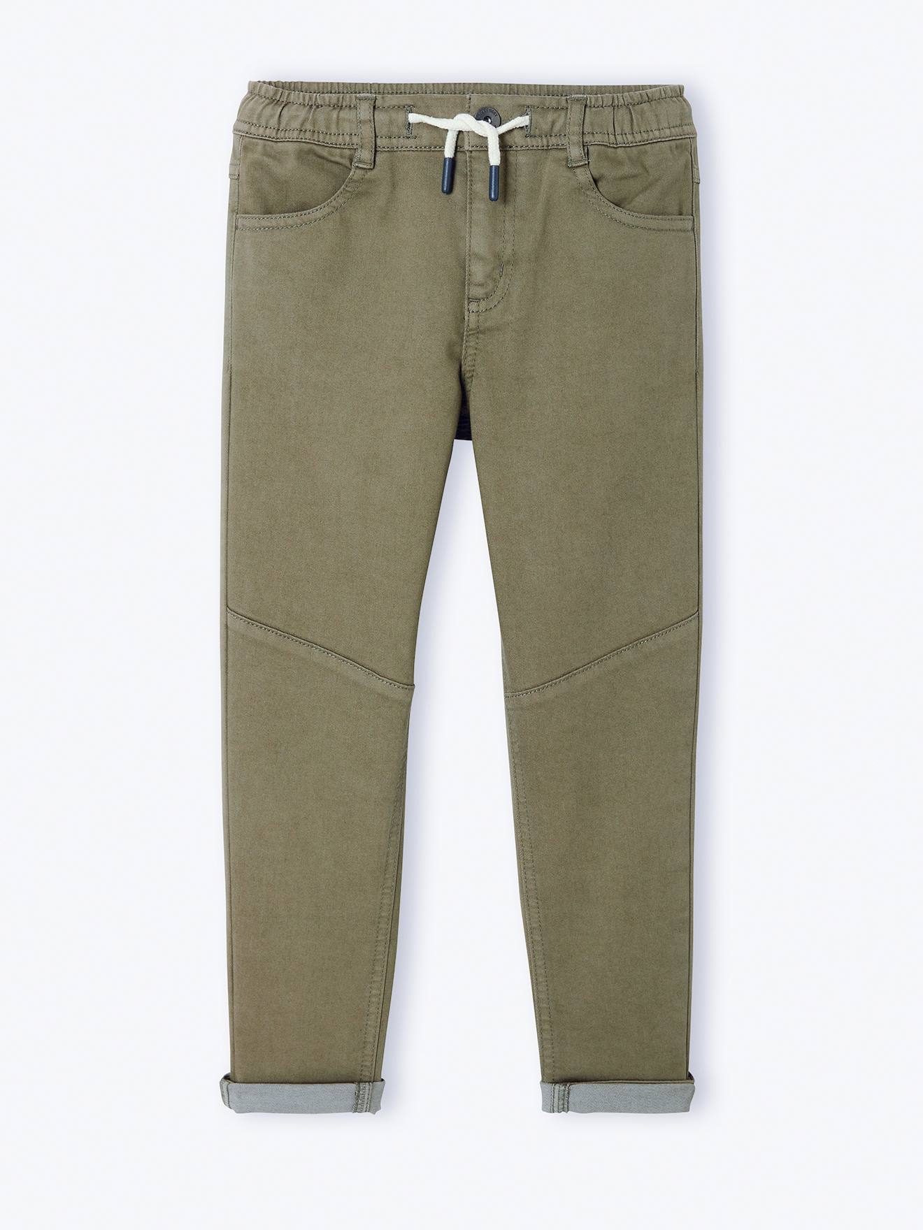 Pantalon slim couleur facile à enfiler garçon vert olive