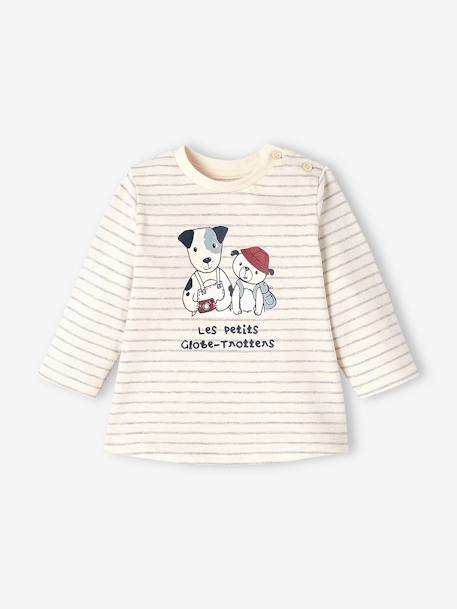 Ensemble T-shirt et pantalon molleton bébé indigo+rayé / caramel 13 - vertbaudet enfant 