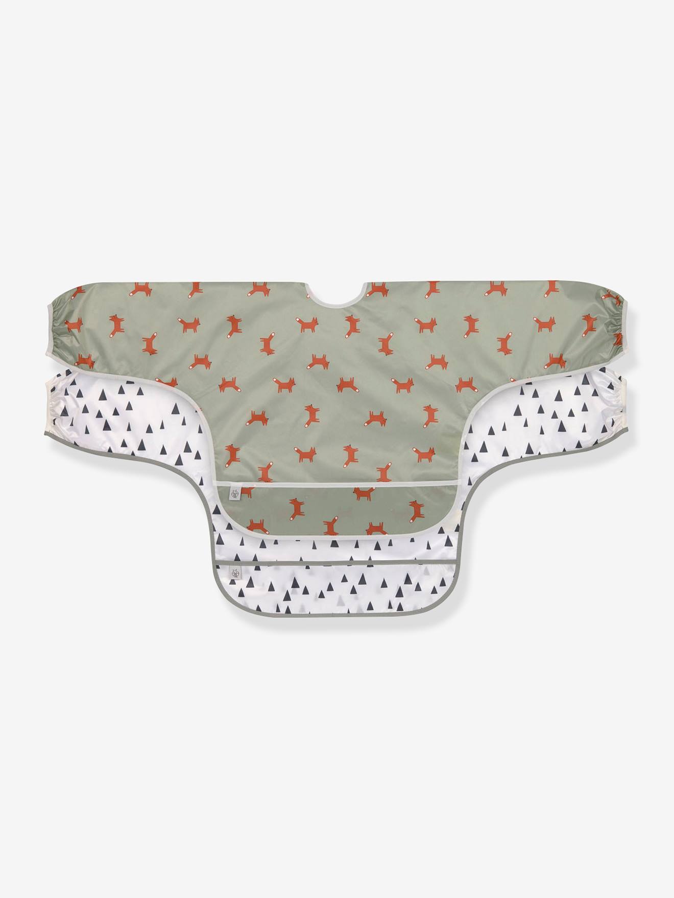 Lot de 2 bavoirs manches longues LÄSSIG little forest renard - vert ol
