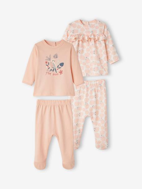 Lot de 2 pyjamas 2 pièces bébé fille Oeko Tex® lot rose poudré 1 - vertbaudet enfant 