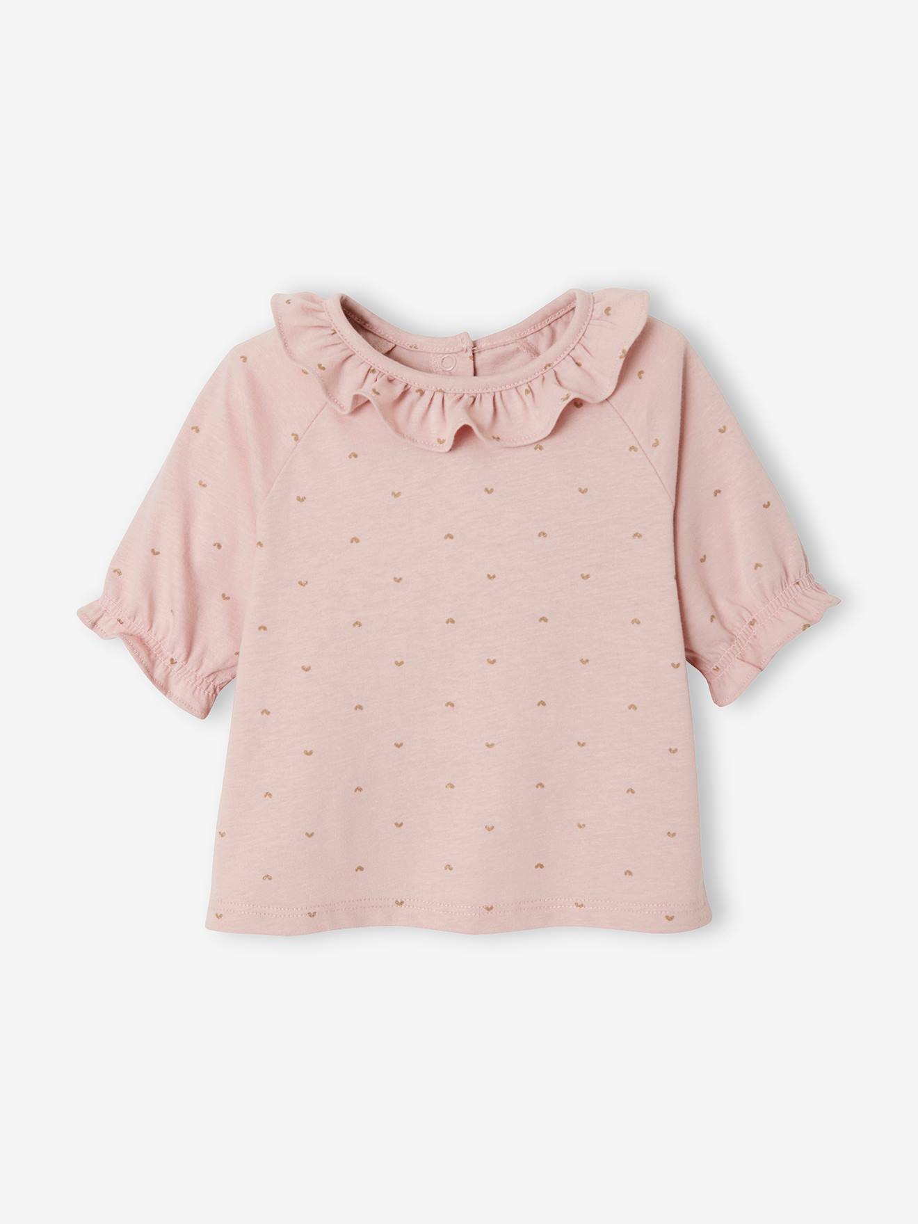 T-shirt à collerette bébé rose imprimé