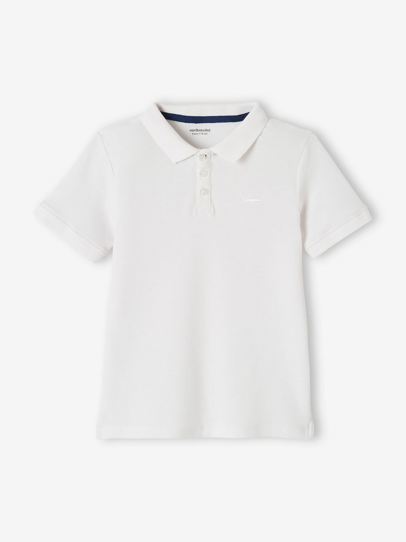Vertbaudet - Polo manches courtes broderie poitrine garçon blanc