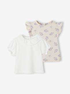 Bébé-Lot de 2 T-shirts romantiques bébé manches courtes