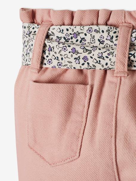 Pantalon paperbag bébé avec ceinture beige clair imprimé+vieux rose 9 - vertbaudet enfant 