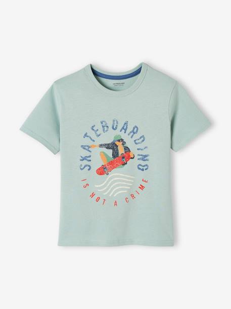 T-shirt motifs graphiques garçon manches courtes BLEU+bleu clair+curcuma+ECRU 4 - vertbaudet enfant 