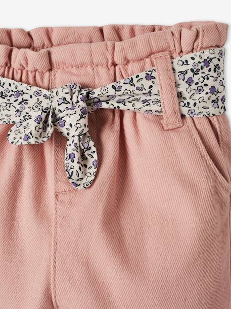 Pantalon paperbag bébé avec ceinture beige clair imprimé+vieux rose 8 - vertbaudet enfant 