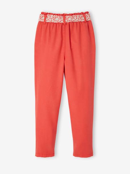Pantalon carrot fille avec ceinture foulard imprimée kaki+rouge 7 - vertbaudet enfant 