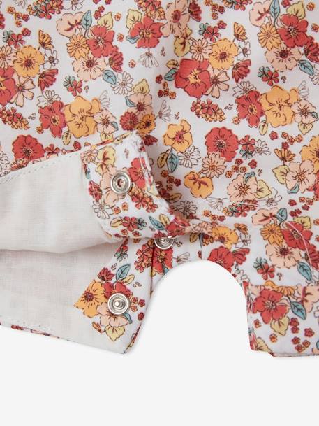 Ensemble combinaison et bandeau bébé fille en voile de coton imprimé fleurs blanc imprimé+rose poudré 7 - vertbaudet enfant 