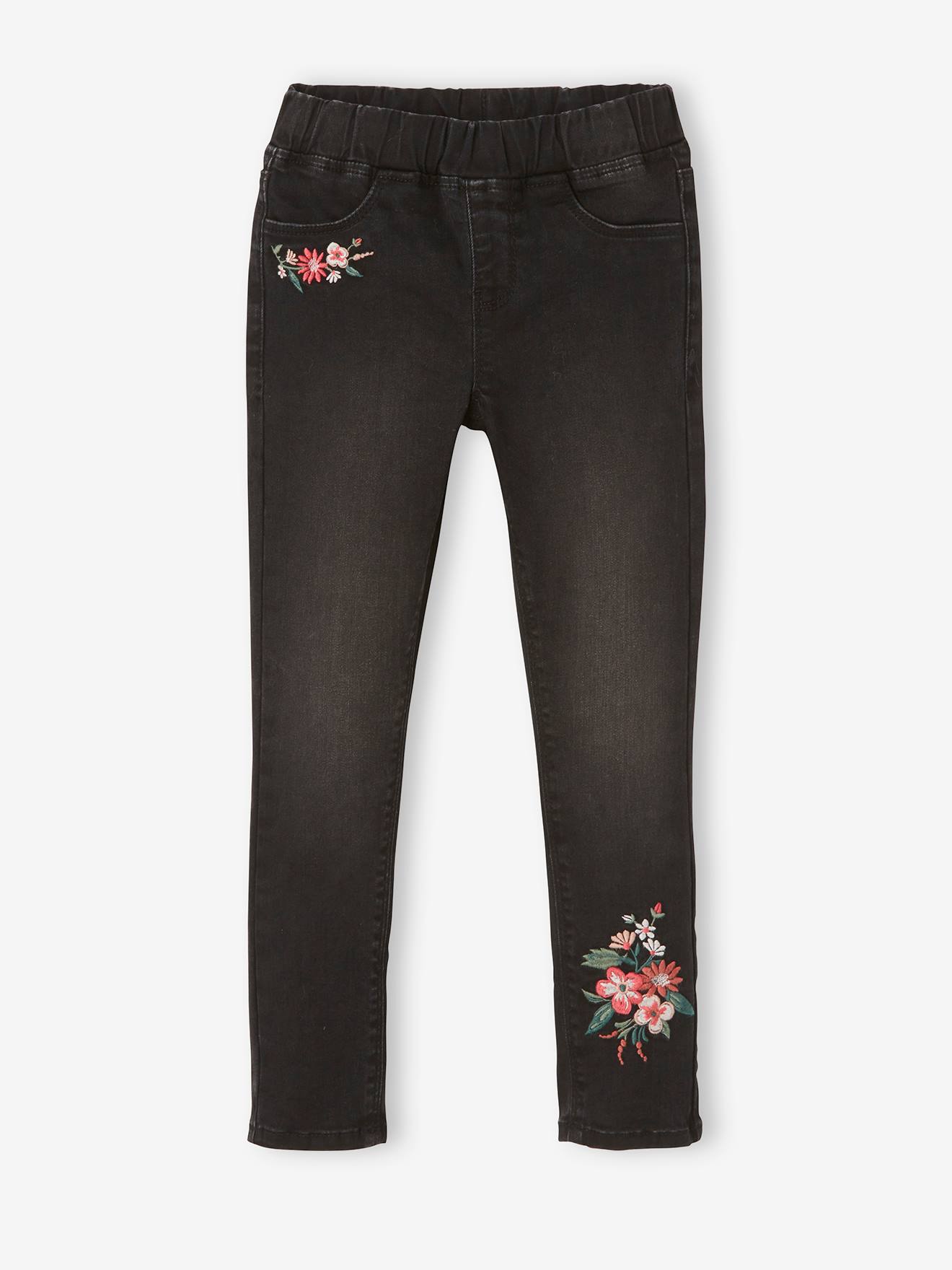 Tregging brodé MorphologiK waterless fille tour de hanches fin denim noir