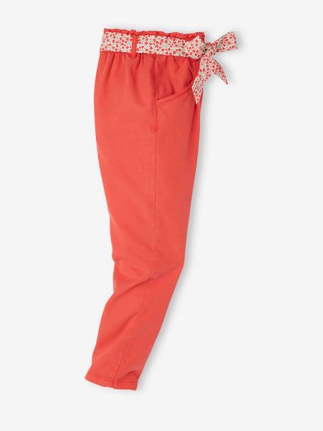 Pantalon carrot fille avec ceinture foulard imprimée kaki+rouge 6 - vertbaudet enfant 