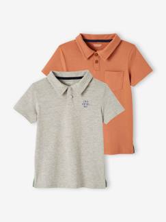 Garçon-T-shirt, polo, sous-pull-Lot de 2 polos garçon unis manches courtes