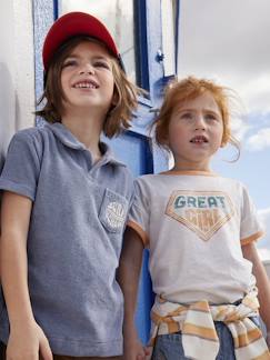 Garçon-T-shirt, polo, sous-pull-Polo-Polo en éponge garçon avec inscription brodée