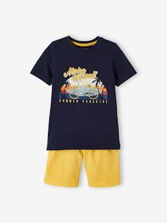 Garçon-T-shirt, polo, sous-pull-Ensemble tee-shirt motif Hawaï et short en toile garçon