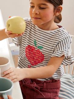 Fille-T-shirt, sous-pull-Tee-shirt motif fruit en encre gonflante fille