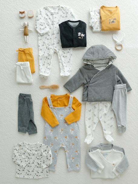 Brassière bébé en coton et laine bleu pale+gris clair chiné+ivoire+rose saumon clair 8 - vertbaudet enfant 