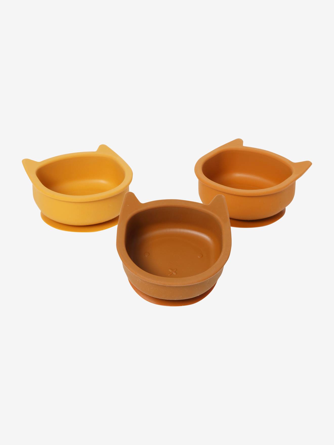 Lot de 3 bols en silicone Chat lot caramel (Vertbaudet) - Image 1
