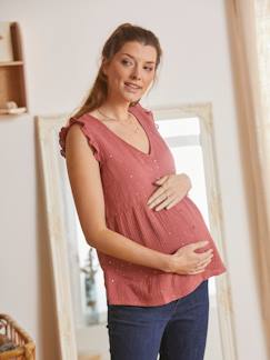 Vêtements de grossesse-Chemisier, tunique-Blouse de grossesse et d'allaitement gaze de coton