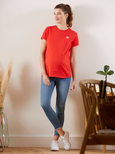 T-shirt à message grossesse et allaitement en coton bio Rouge 1 - vertbaudet enfant 