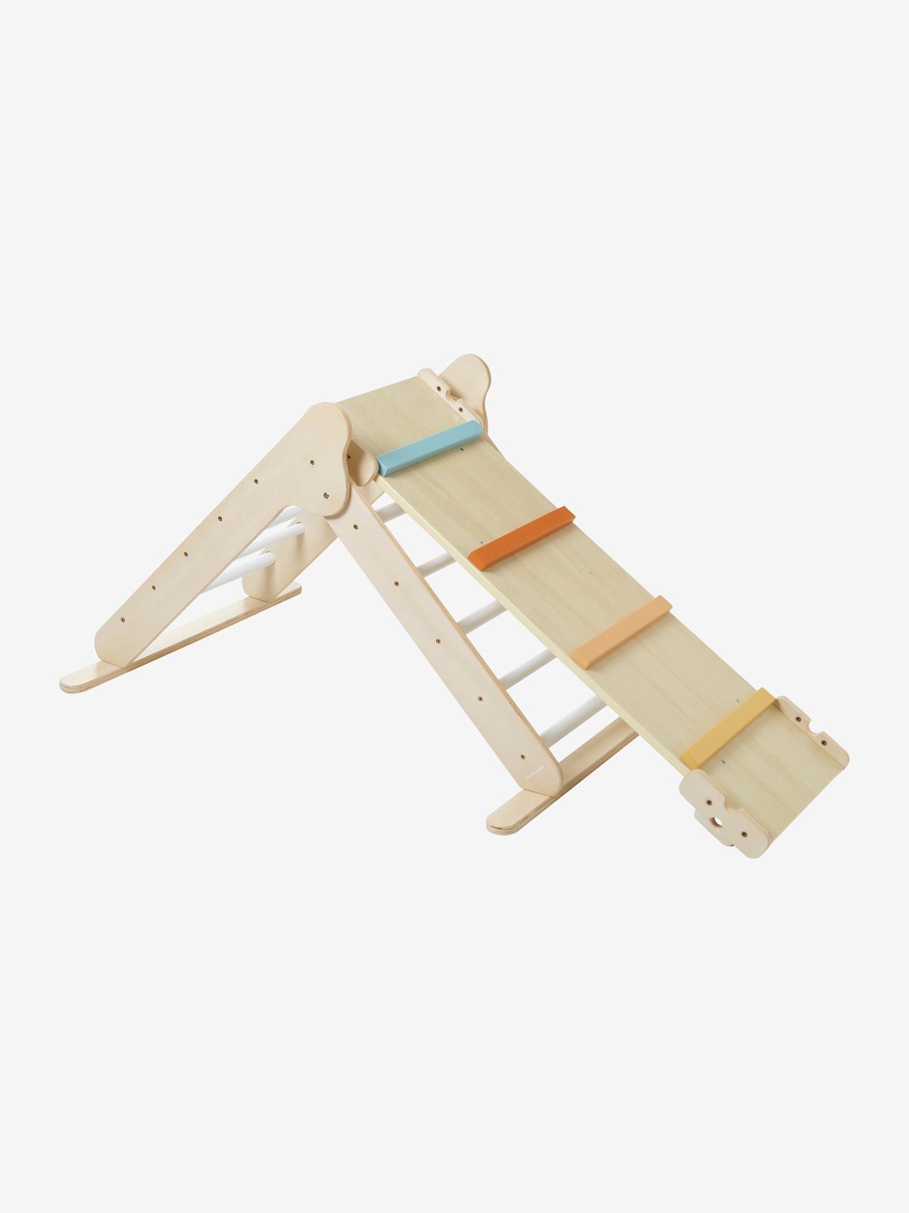 Triangle d'escalade à grimper en bois beige moyen uni avec decor