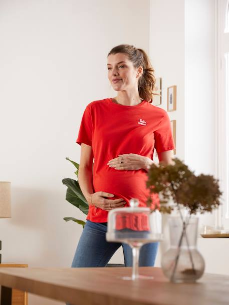 T-shirt à message grossesse et allaitement en coton bio Rouge 8 - vertbaudet enfant 