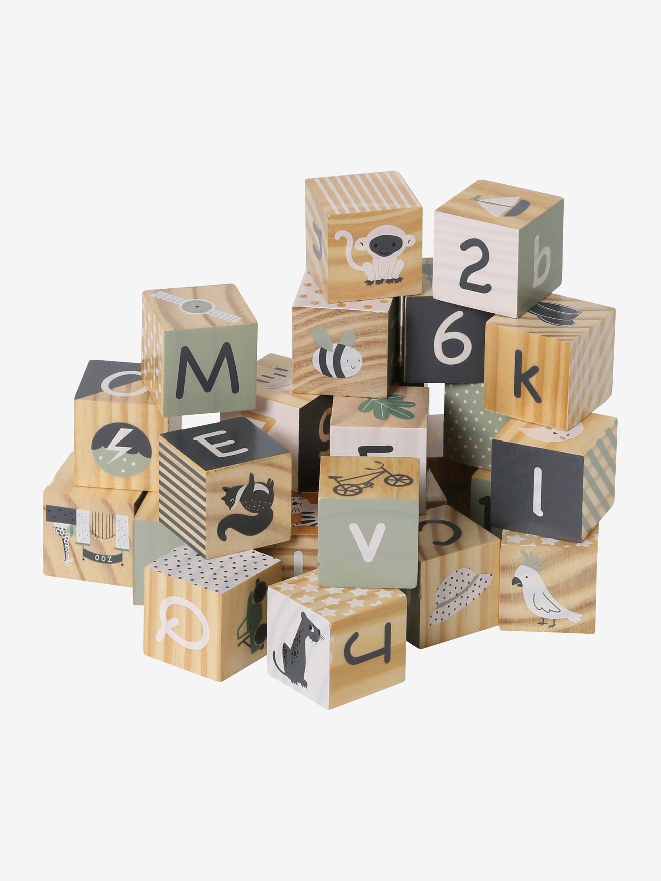 Cubes alphabet en bois FSC® multicolore