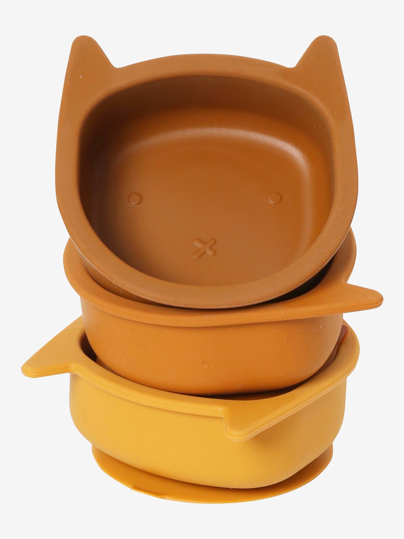Lot de 3 bols en silicone Chat lot caramel (Vertbaudet) - Image 2