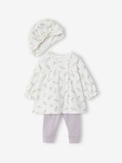 Bébé-Ensemble robe + legging + chapeau-foulard bébé