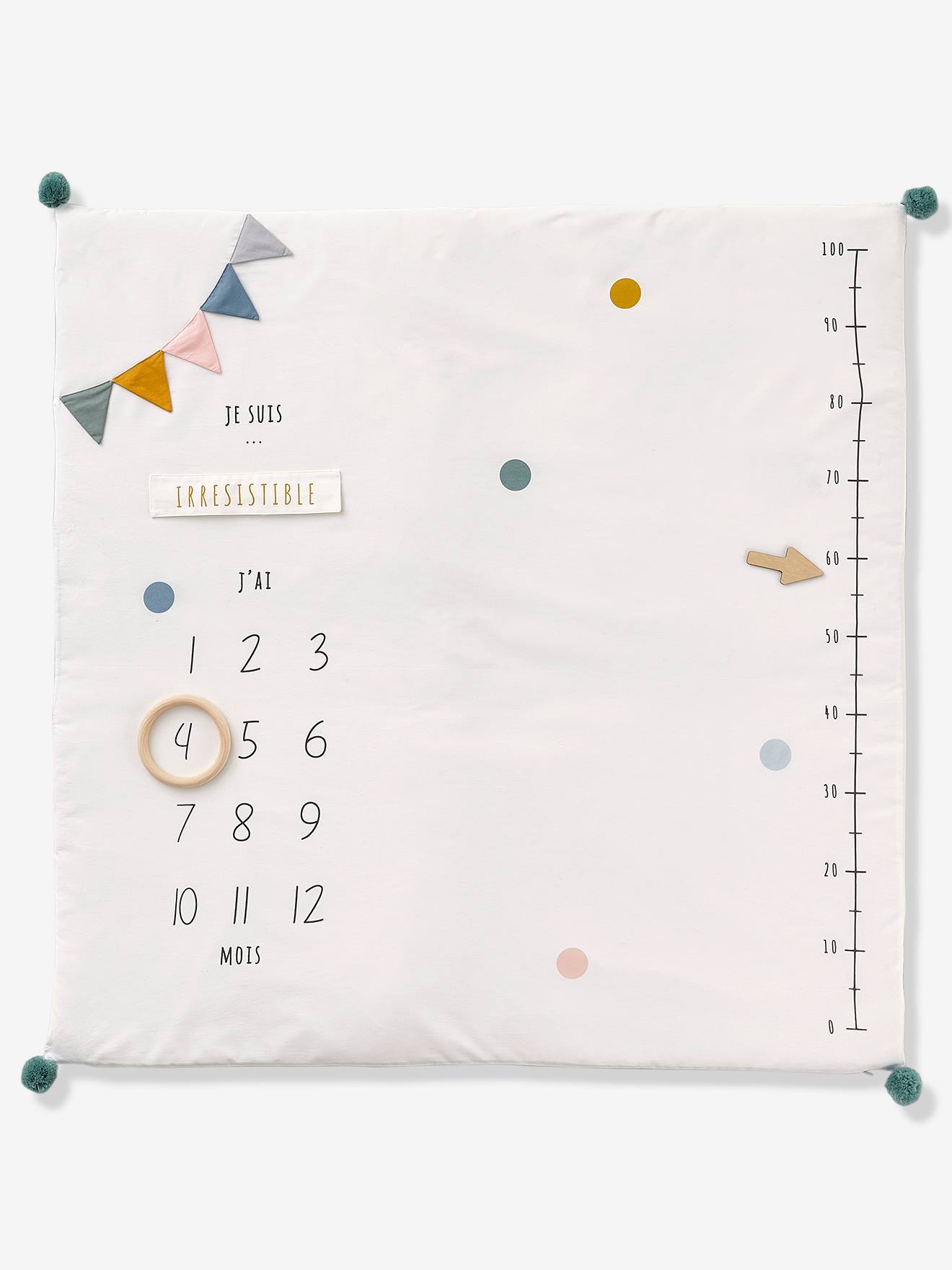 Tapis photo bébé personnalisable écru / vert (Vertbaudet) - Image 1