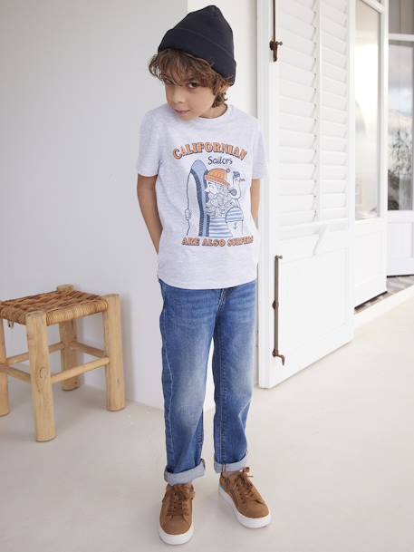 T-shirt motif crayonné garçon manches courtes BLEU+gris clair chiné 8 - vertbaudet enfant 