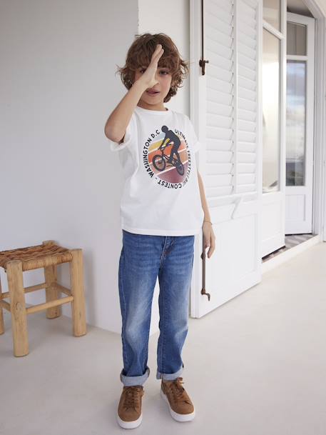 T-shirt motifs graphiques garçon manches courtes BLEU+bleu clair+curcuma+ECRU 14 - vertbaudet enfant 