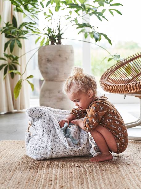 Sac à langer en gaze de coton Plume bleu imprimé+écru+folk+ivoire imprimé+ivoire végétal 32 - vertbaudet enfant 