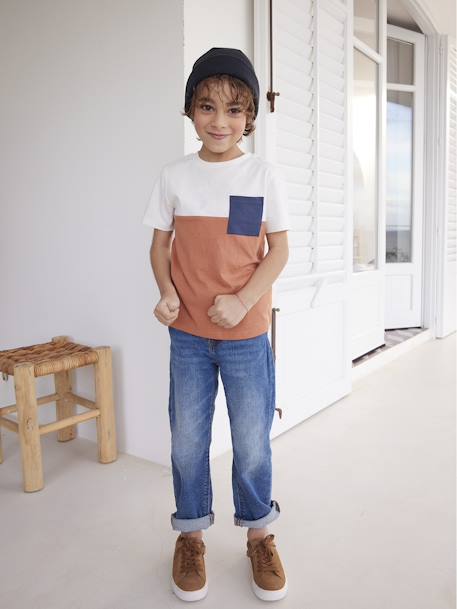 T-shirt garçon coloblock manches courtes ardoise+menthe+orange+vert anglais 20 - vertbaudet enfant 