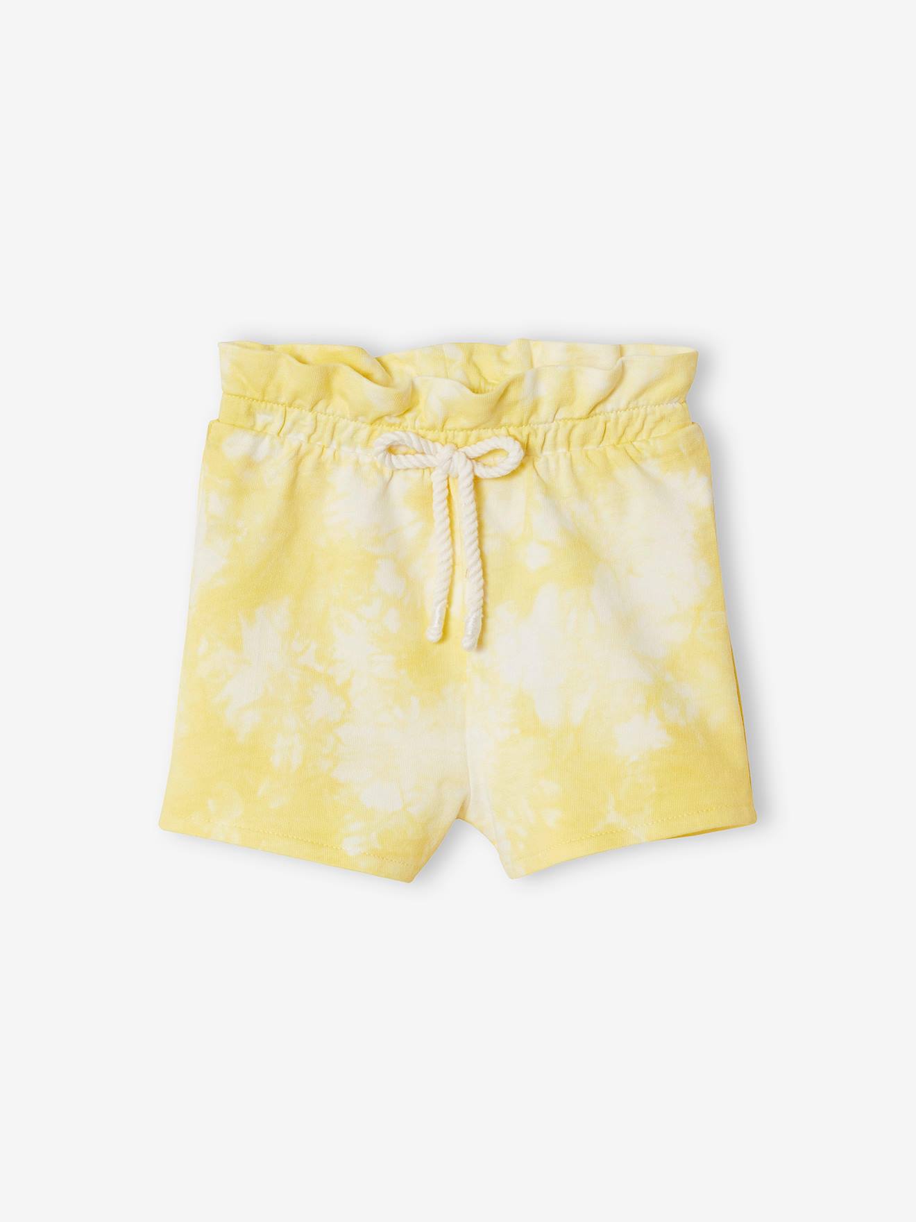 Short tie and dye bébé en molleton jaune