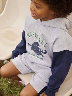 Garçon-Vêtements de sport-Sweat à capuche motif baseball manches contrastées garçon