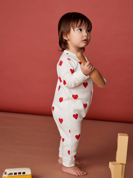Dors-bien coeurs bébé en coton bio blanc imprimer coeur 1 - vertbaudet enfant 